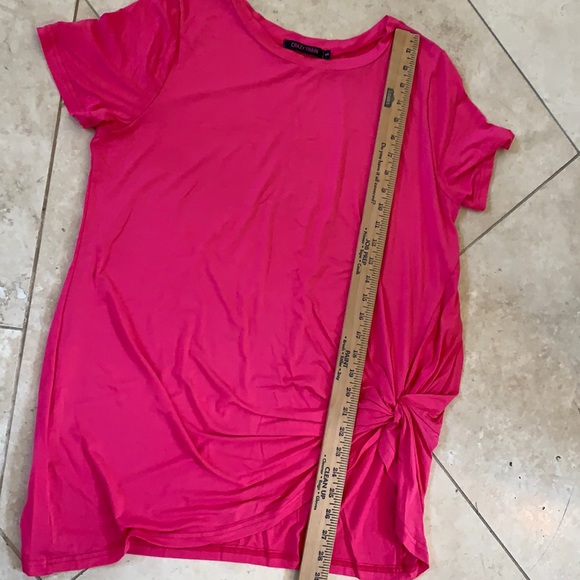 EUC Crazy Train PINK tie knot short sleeve top tunic size small -oversized - Picture 7 of 7